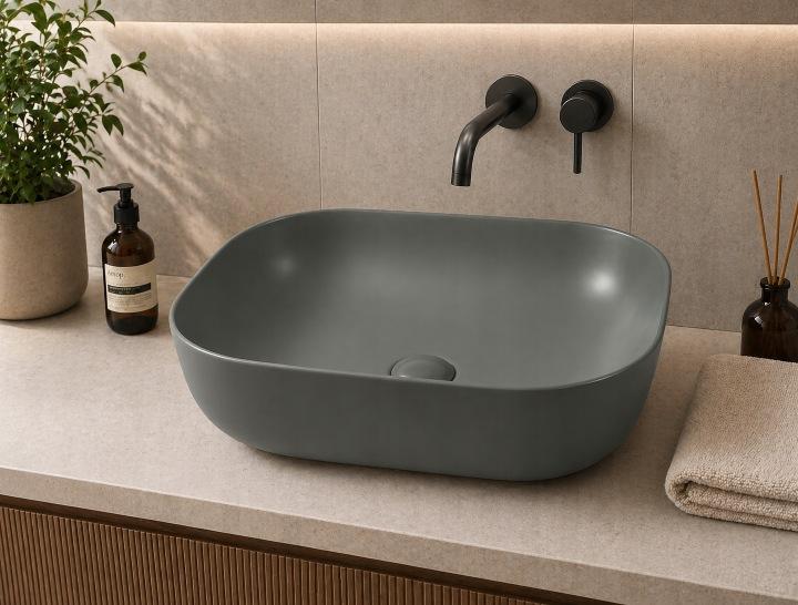 Bella countertop washbasin 50.5X40.5 CM oval grey matt