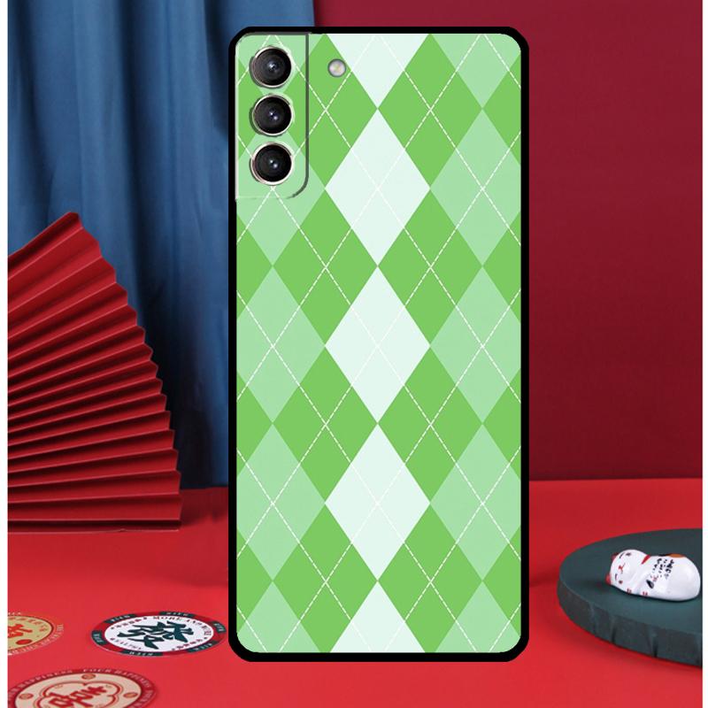 Blue Argyle Pattern Phone Case For Samsung Galaxy S25 Ultra S9 S10 S20 S21 S22 Plus S23 FE S24 Ultra Back Cover