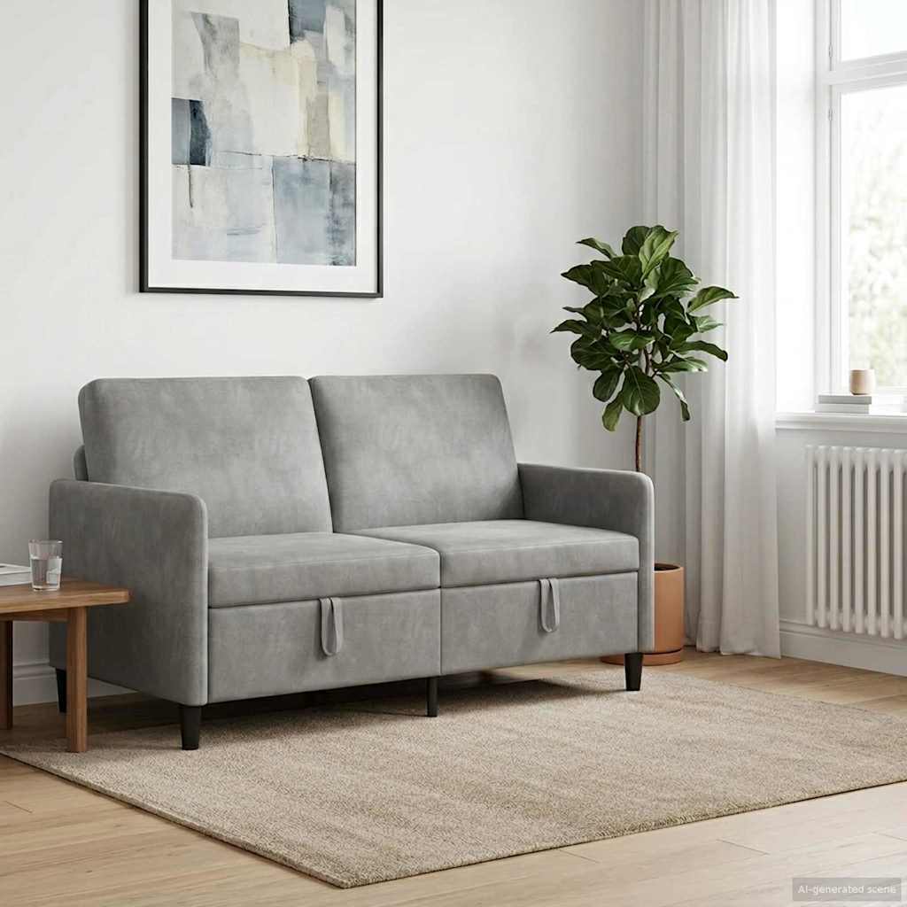 Storage Sofa in Light Grey 152 x 78 x 87 cm Polyester