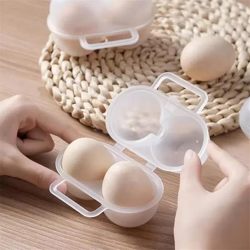 PlasticTray Refrigerator Egg Storage Box Shock Absorbing and Anti Drop 1pc 2Cell Outdoor Portable Egg Box