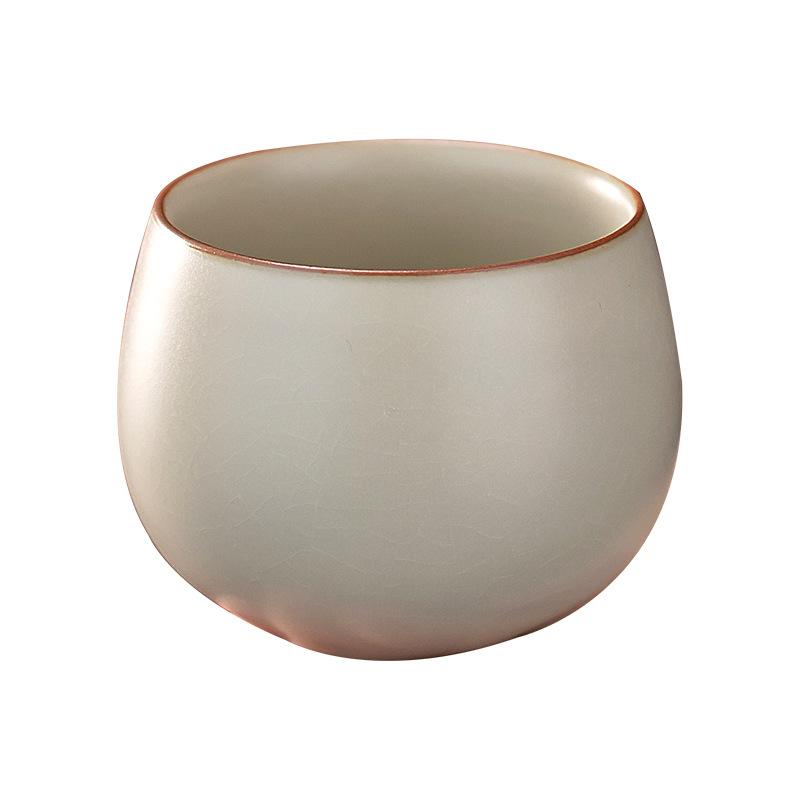Sanft Gelbe Ru-Ofen Keramik Teetasse Persönliche Meistertasse Craquelé-Glasur Gongfu Tee Set für den Heimgebrauch Geschenk