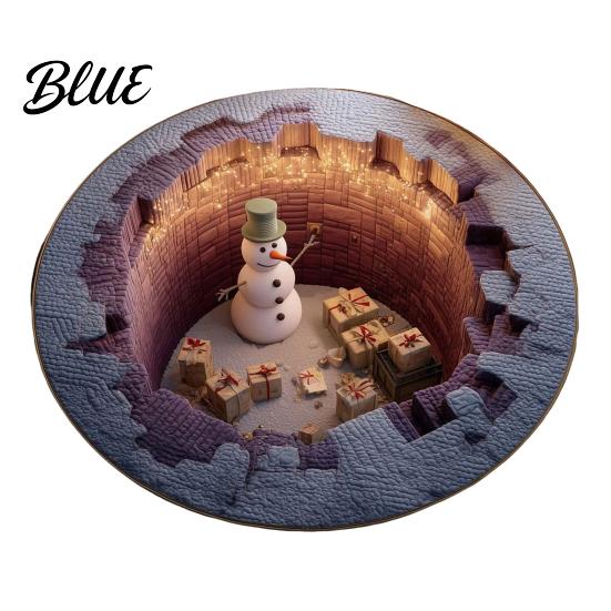 Entryway Christmas Runner 3D Rug Illusion Area Round Decorative Soft Comfortable Seasonal Rug Floor Mat Festive Carpet for Indoor Home Living