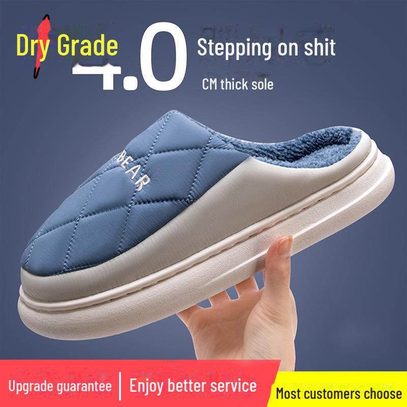 

Водонепроникні нековзкі бавовняні зимові тапочки для пар - тепле домашнє взуття для жінок 42-43 темно-синього кольору