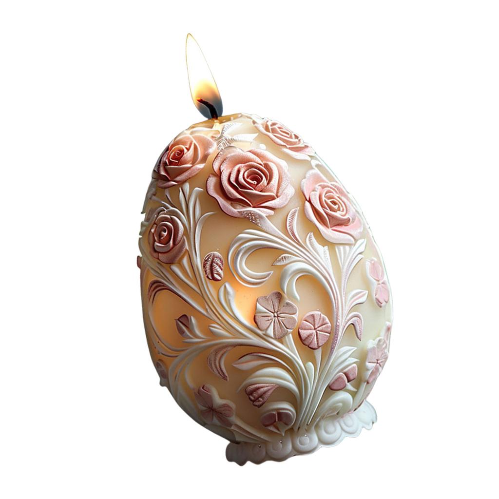 Silikonformer Roseblomst Relieff Egg Lysformer Ornamentformer Epoksyharpiksformer Gipsformer for Lyslaging