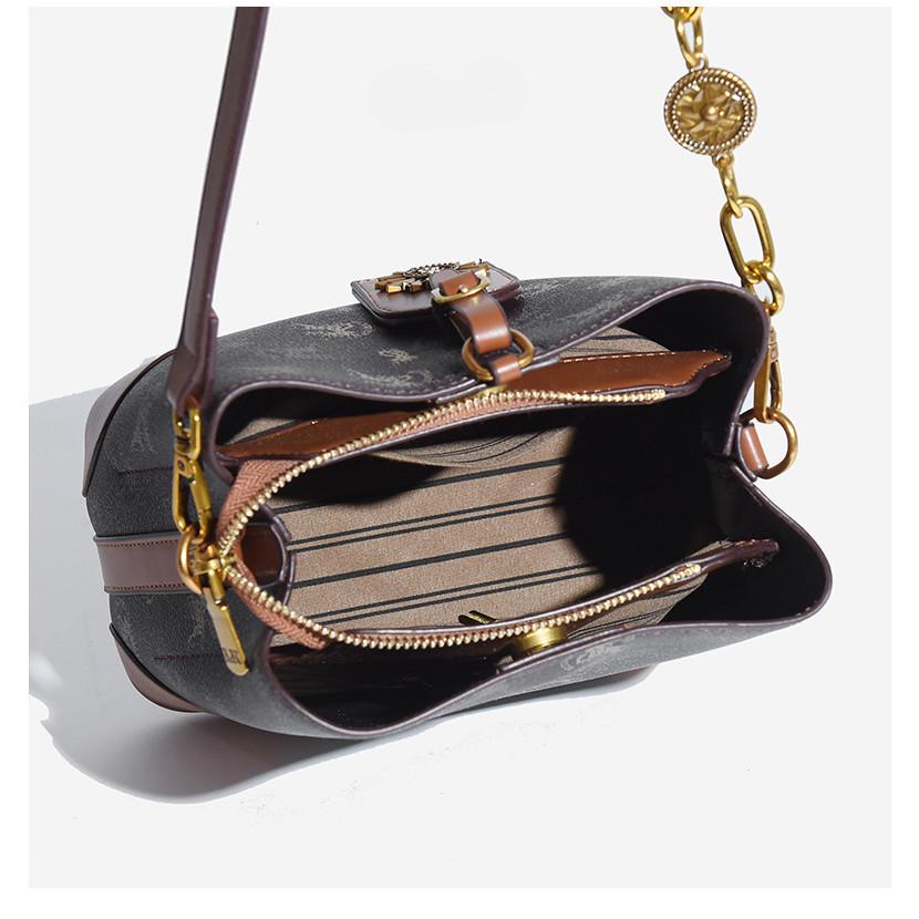 IELGY Premium Retro Bucket Bag, Fashionable Versatile Portable Shoulder Messenger Bag