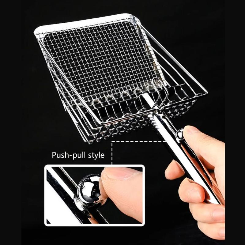 Pet Cats Waste Shovel Long Handle Metal Shovel Litter Filter Portable Cats Litter Shovel For Quick Waste Removal