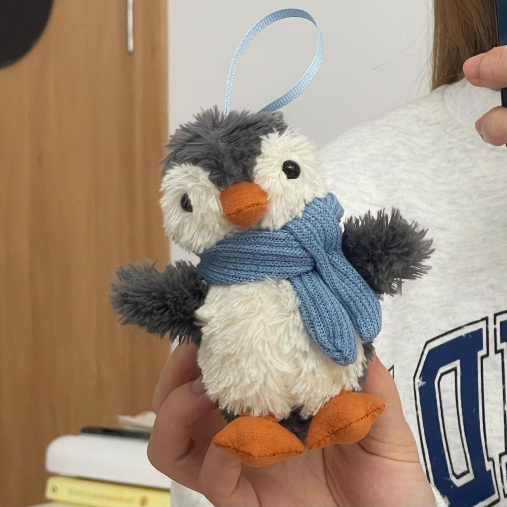 Blue Penguin Plush Scarf Keychain & Bag Charm Gift