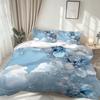 Latacaca 2/3Pcs Blue Crystal Cloud Floral Duvet Cover Set, Wrinkle Fade Resistant Machine Washable Bedding with Pillowcases