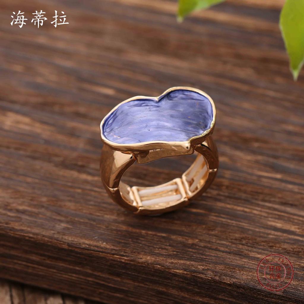 New color love alloy elastic ring, fashionable small and fresh women's simple and versatile heart ring