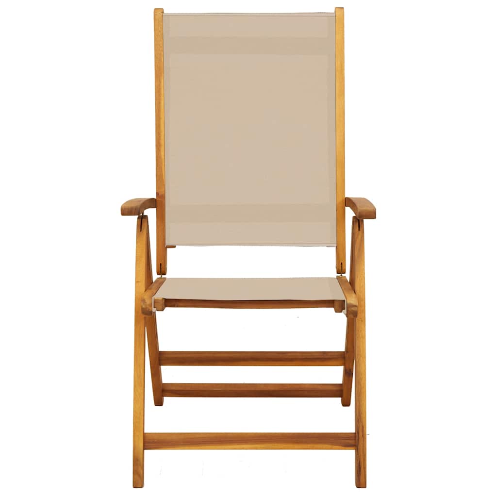 Vidaxl Folding Garden Chairs, 6 Pcs., Acacia Wood and Textilene