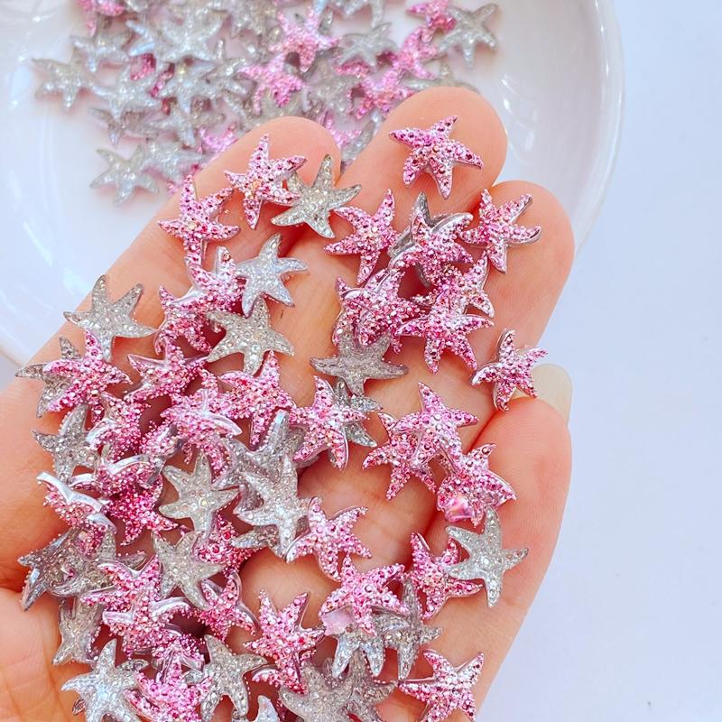 100Pcs New Cute Resin 8mm Cartoon Small Starfish Series Flat Back Fit Phone Deco Parts Embellishments for Hair Bows Accessories