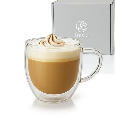 Fresia Dubbelväggigt Glas, Tumbler, Mugg, Kaffekopp, Värmetålig, Mikrovågssäker, Mors dag, Födelsedag, Bröllopspresent för Kvinnor (Enstaka föremål)