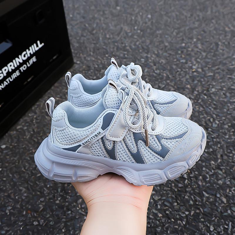 Kids' Casual 2026 Spring/Autumn Round Toe Breathable Mesh Sneakers for Short Children with Thick Sole