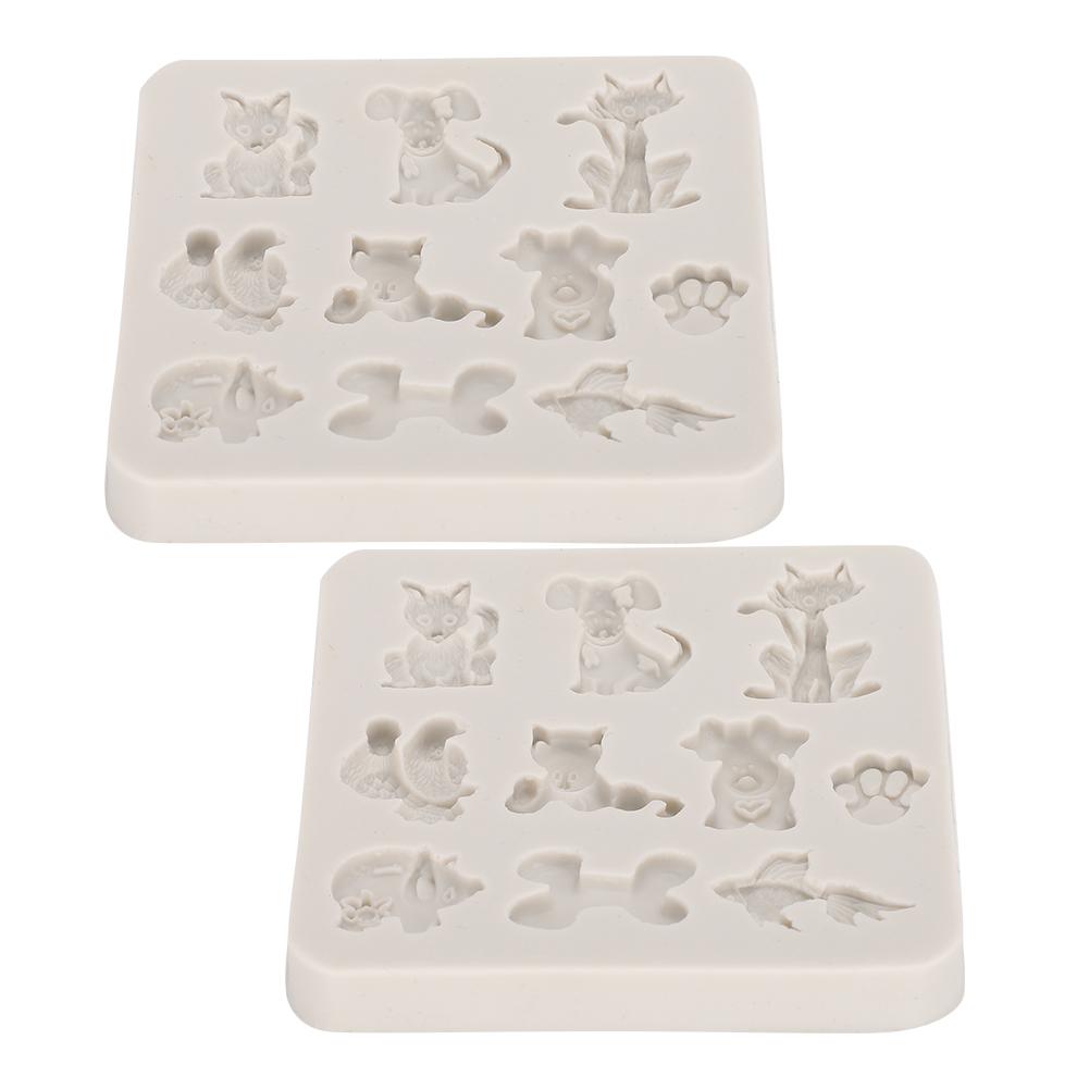 2PCs Silicone Mold   Hand Made Tool Cartoon Animals shape High Temperature Resistance(Gray )