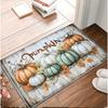 1pc Festive Pumpkin & Maple Leaf Print Non-Slip Doormat - 0.47inch Thick Flannel, Machine Washable, Comfortable Floor Mat for En