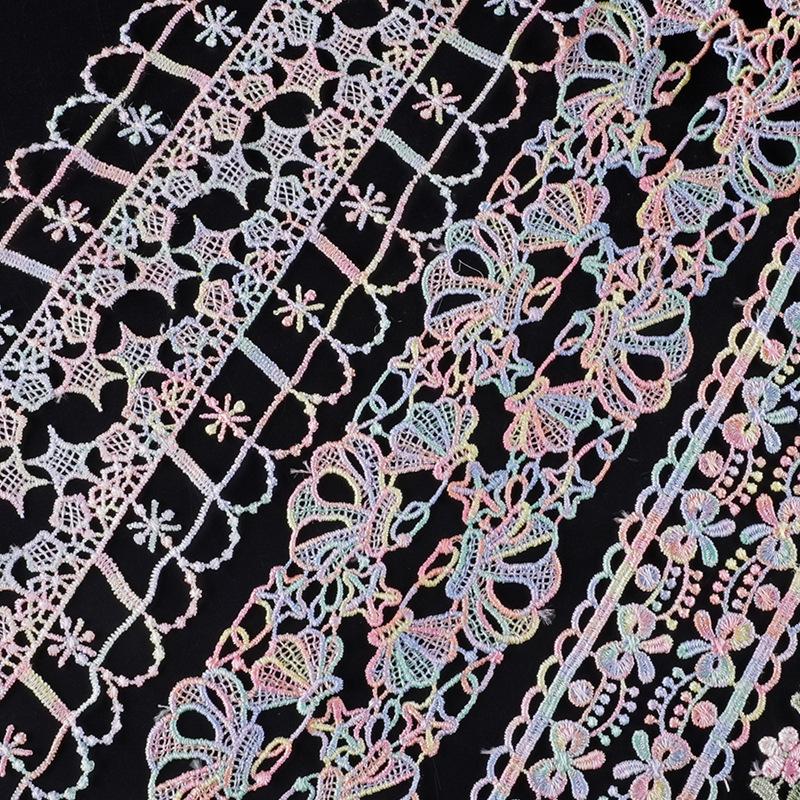 Embroidery Label Cartoon Flower Color Petal Hand Account Diy Webbing Clothing Accessories Water-Soluble Embroidery Lace Cloth Sticker