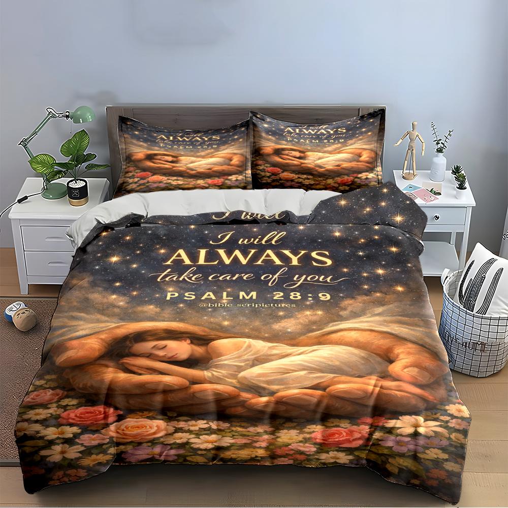 Psalm 28:9 Angelic Care Bedding Set Bedding set (1 duvet cover, 2 pillowcases, duvet not included)