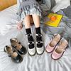 Shallow mouth round head student small leather shoes Harajuku Lolita shoes flat-soled buckle single shoes
