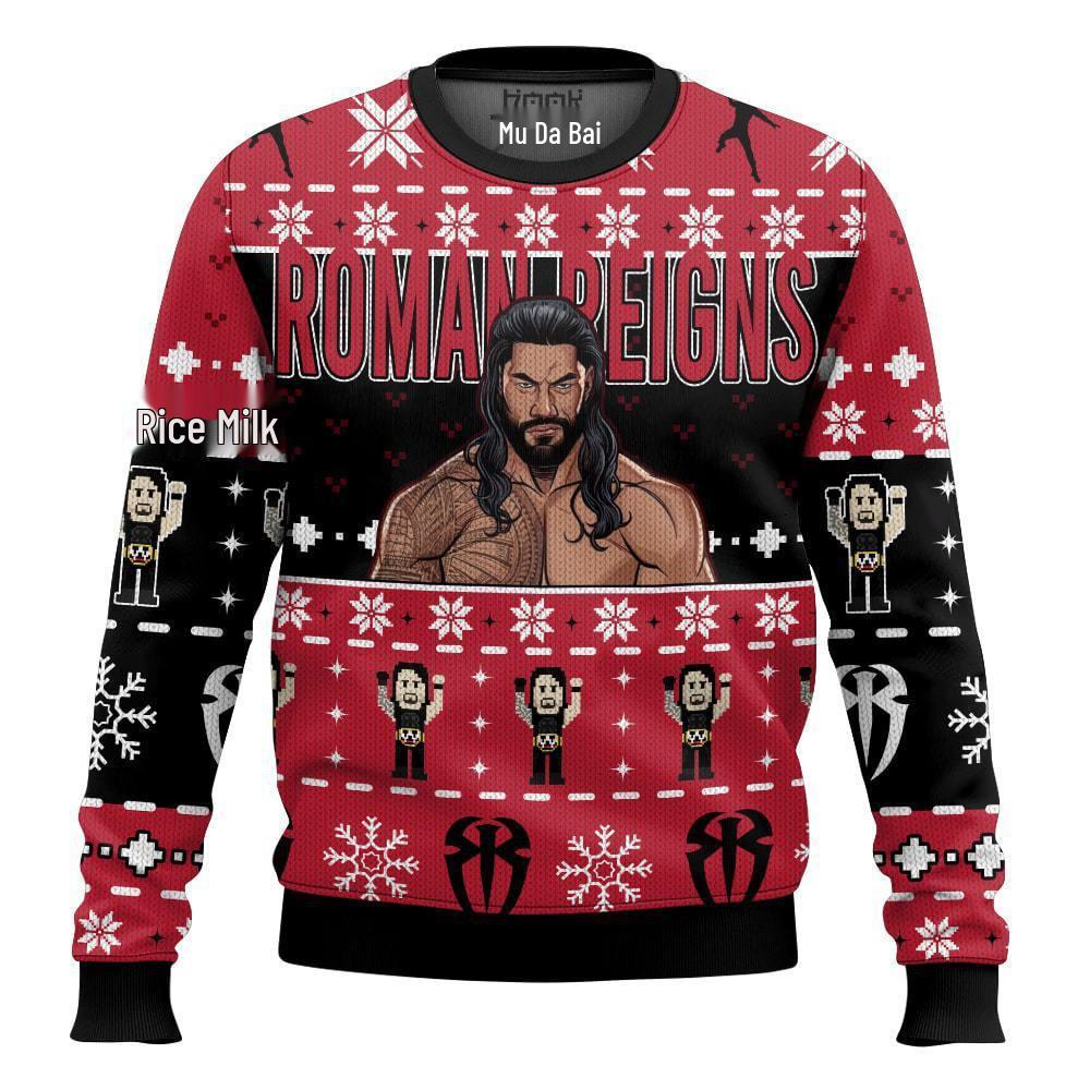 Herren 3D Weihnachtsdruck Rundhals Pullover Hoodie - Lässiges Langarm Oberteil