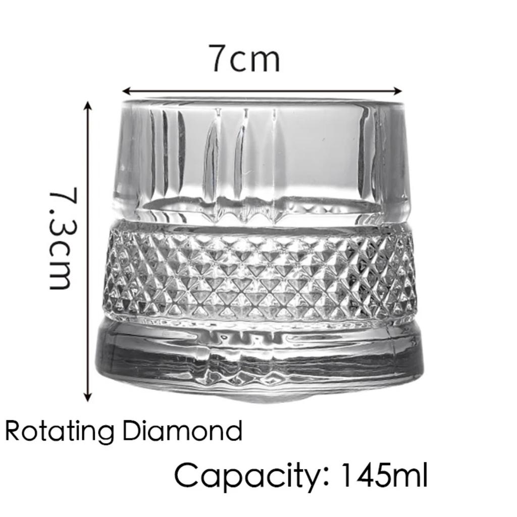 Spinning Whisky Glass Whiskey Tumblers, Old Fashioned Scotch & Bourbon Glasses