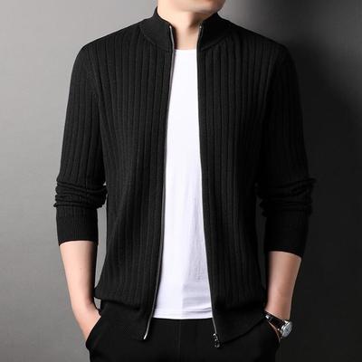 New 2025 Men's Stand Collar Zipper Knit Cardigan Sweater Coat for Autumn/Winter