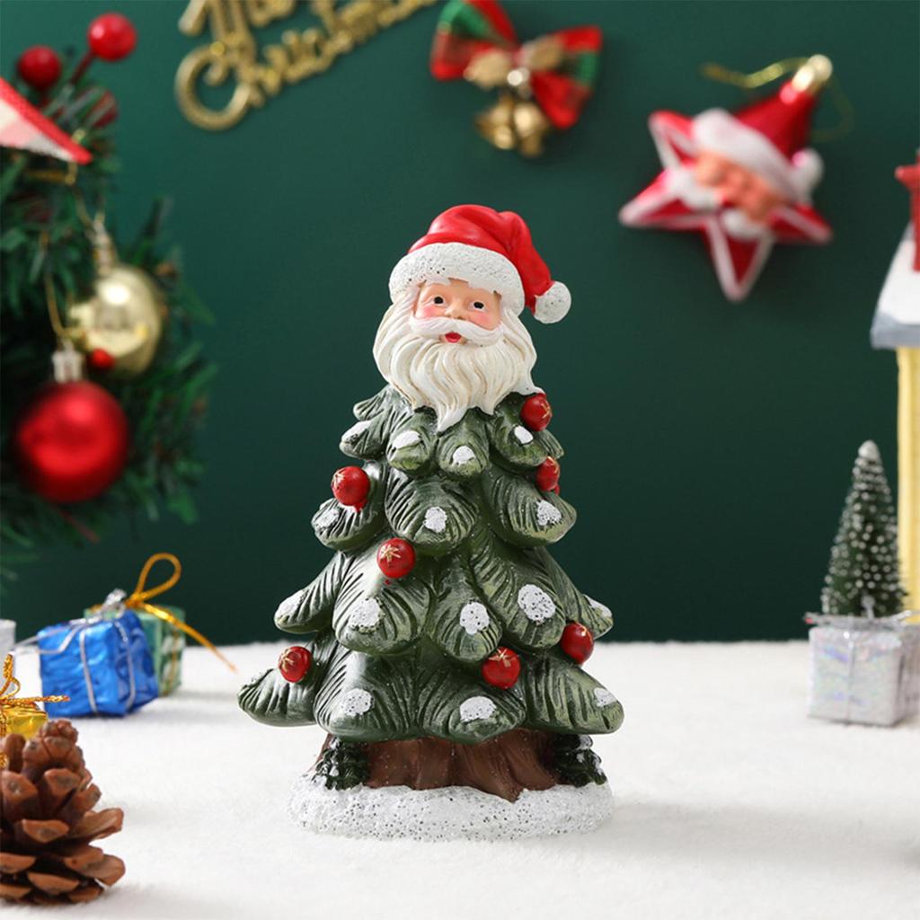 Christmas Figurines Santa Claus Tree Cute Home Decor Small Handcrafted Holiday Ornaments For Adults Kids Living Room Bedroom
