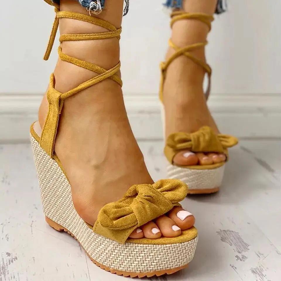 Women's Summer Sandals Woman Wedges Platform Shoes Female Lace Ladies Fashion Elegant Slippers Clog Sandalias Mujer Verano 2025