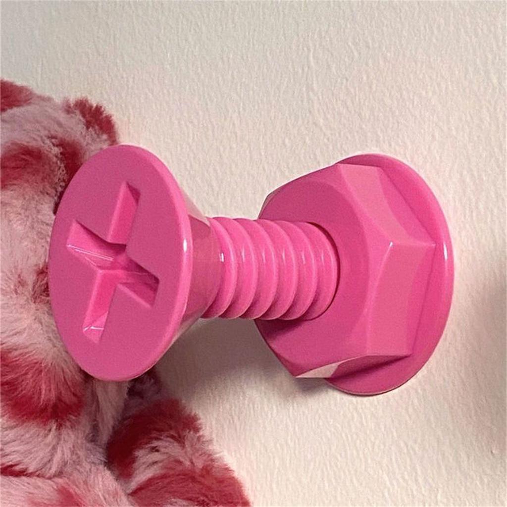 Set of 3 Creative Colorful Screw Shaped Sticky Hooks for Home Organization Bag Hangers Walls and Door Plastic Hooks