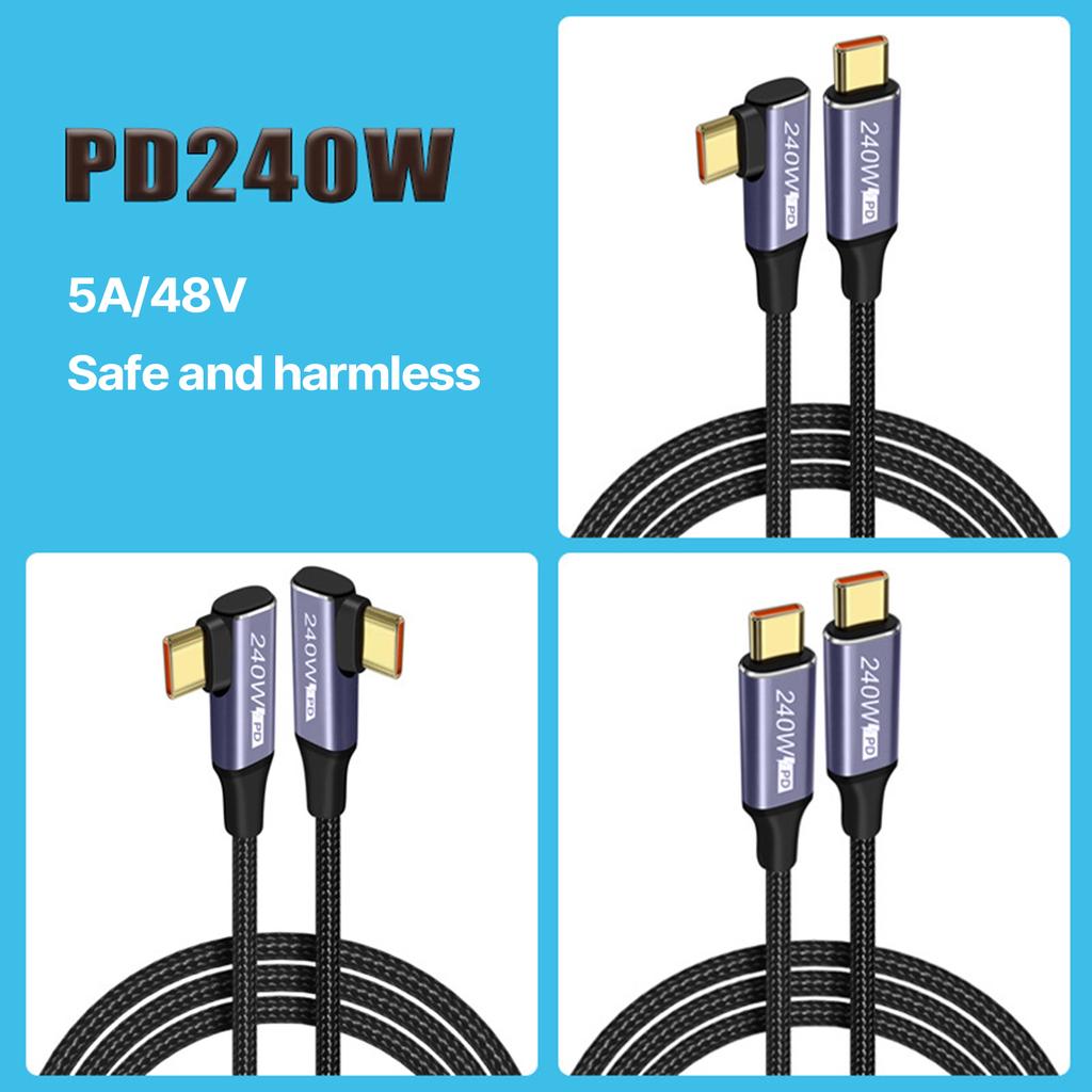 USB Type-C To C Cable PD 240W Fast Charging Cable for Game Switches Laptop Notebook Phone Charger Cord 480Mbps