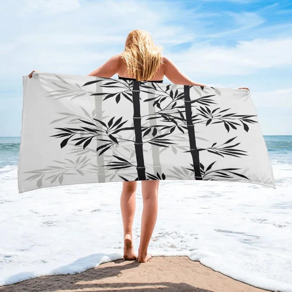 Bamboo Beach Towel Microfiber Bath Towel Quick Dry Sand Free Towels For Vacation Outdoor Swimming Pool Beach Yoga Travel Sports