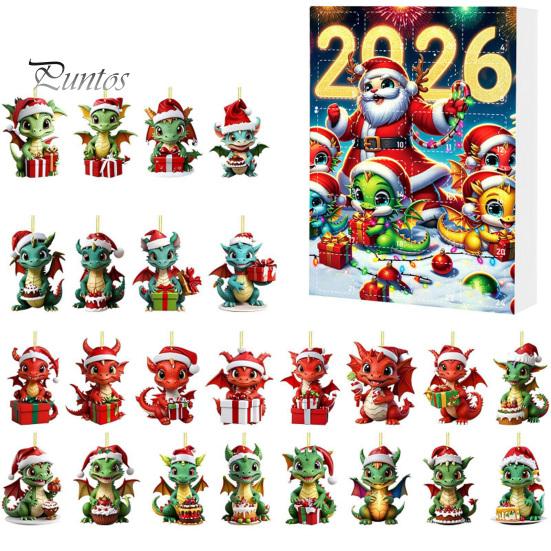 Unique Christmas Souvenirs Dragon Advent Calendars 2026, 24 Days Countdown Calendar with 2D Acrylic Ornaments, Collectible Figures for Tree Home Decor