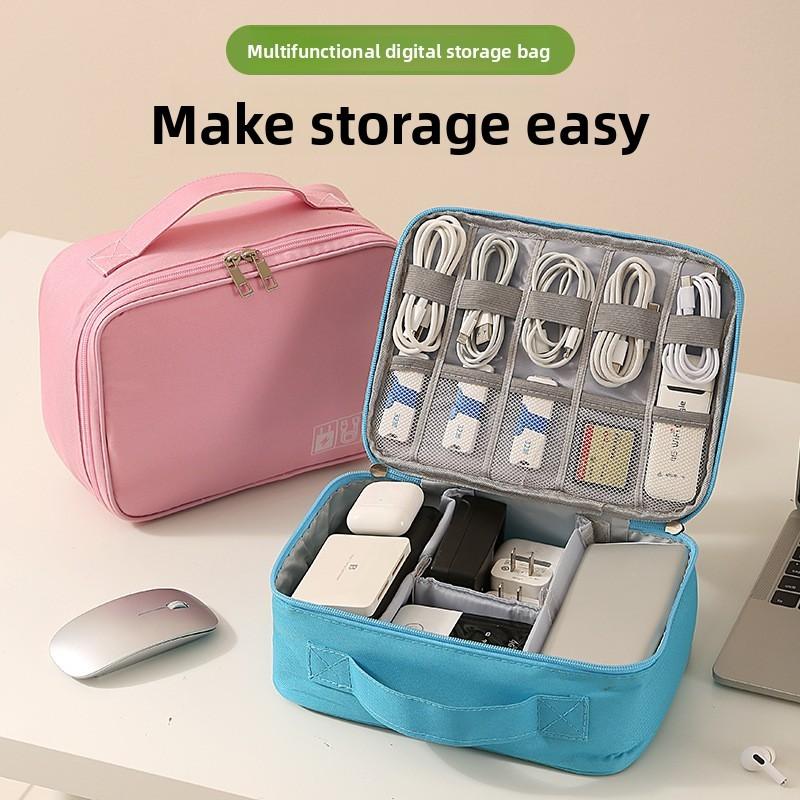 Multifunction Travel Data Cable Organizer With Waterresistant Oxford Material For Electronics Storage