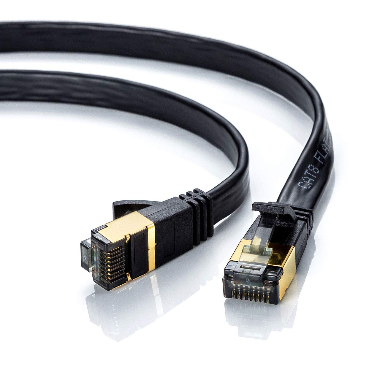 

Sanwa Supply CAT8 Flat LAN Cable (1m) 40Gbps/2000MHz RJ45 Anti-Break Tabs Black KB-T8FL-01BK