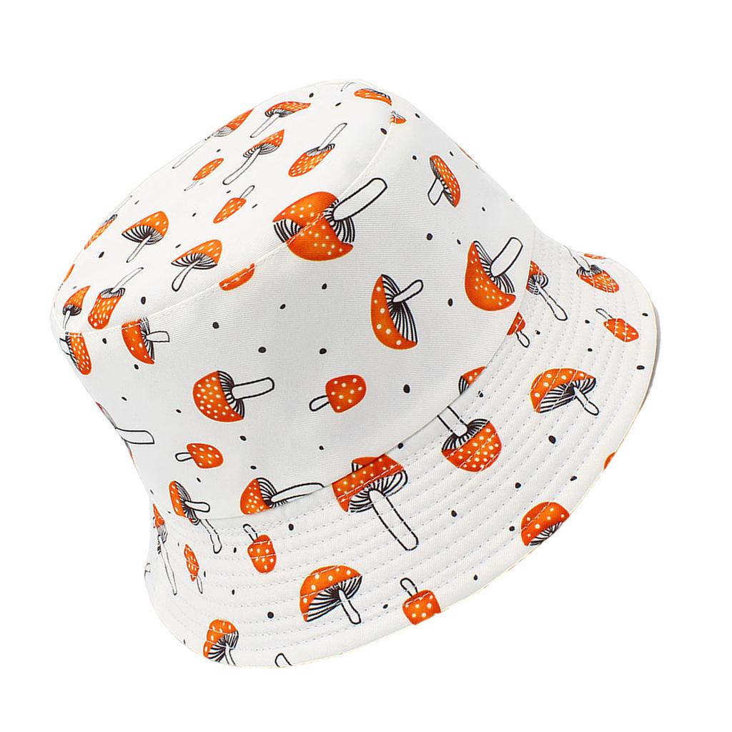 Unisex Reversible Bucket Hat Fisherman Hat for Casual Wear Breathable Sunshade for Teenagers Mushroom Print