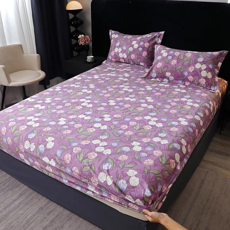 Queen Size Bedsheet 100% Cotton Fitted Sheet Brushed Bed Cover Soft Mattress Protector Sabanas Para Cama (Pillowcase Need Order)