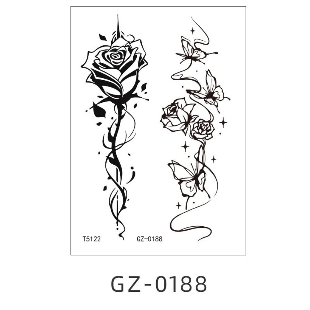 Elegant Black Tattoo Stickers Long-lasting Flower Tattoo Stickers Festival