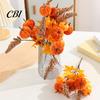 Pumpkin And Berry Centerpiece Autumn Flower Bouquet, Artificial Fall Floral Picks with Maple Leaves Pumpkins Orange Yellow Berries Pine Cones