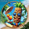 2D Flat Hanging Decorative Signs,interior Wall or Door Decoration,garden Dec.,the Pattern Is Wooden Statue Beach Style,a Housewarming Gift for Friends