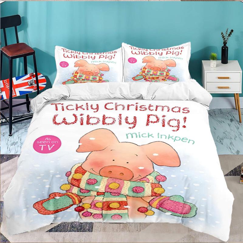 Wibbly Pig Adventure 3PCS Bedding set,Ideal for 1pc Duvet Cover And 2pcs Pillowcases Perfect for Fan gift,Ideal for Bedroom, Dormitory
