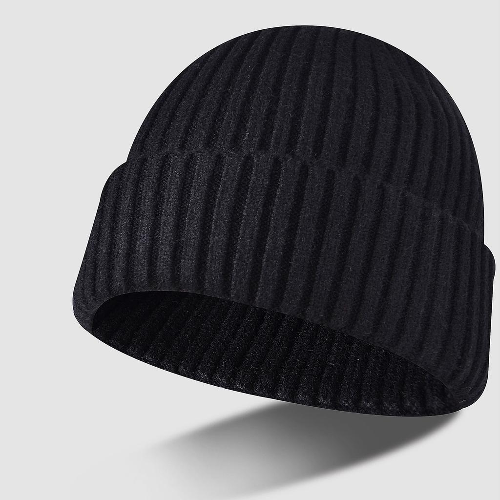 Thickened hat couple autumn and winter tide solid color knitted hat men's wool hat women's winter warm ear protection cold hat tide