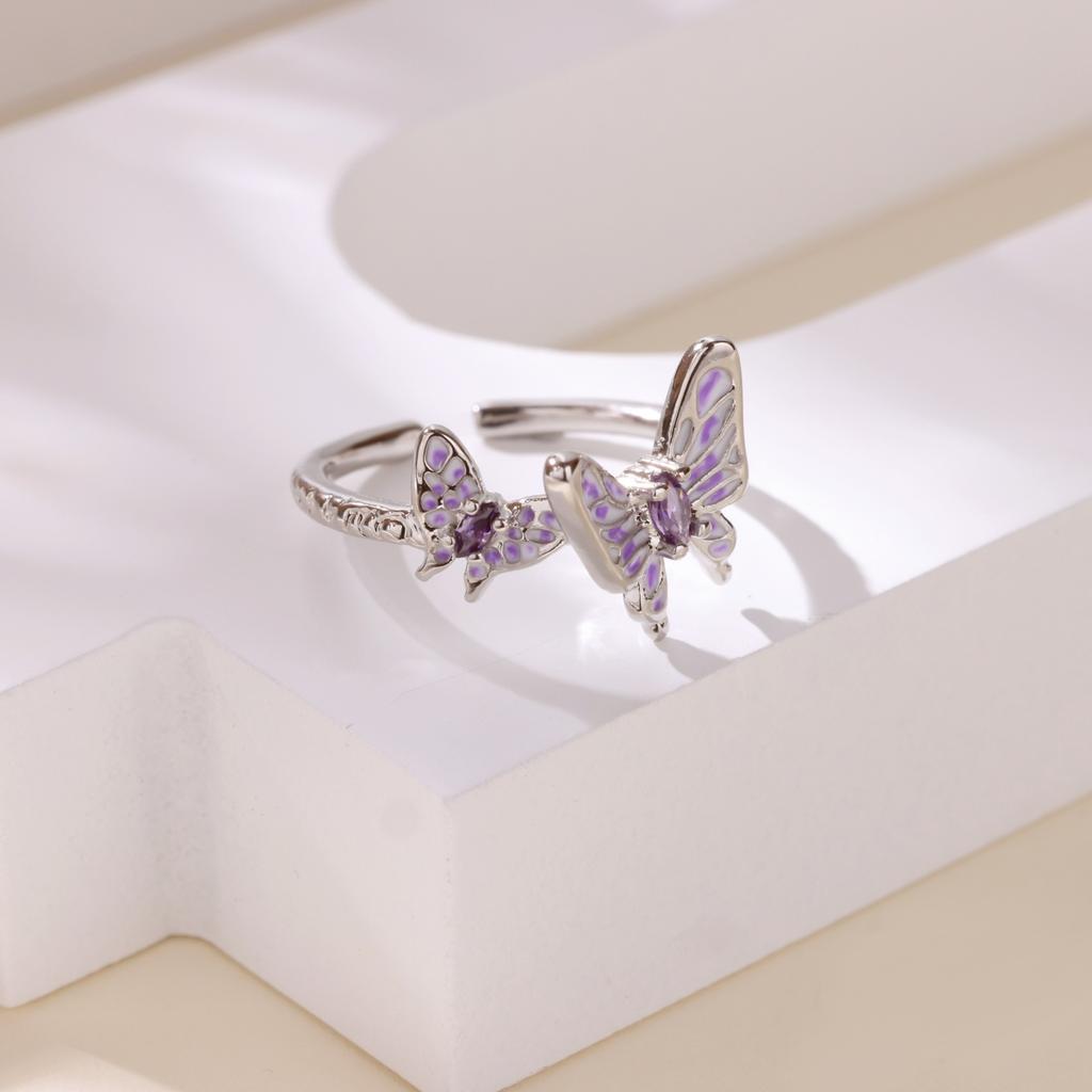 Luxury Zircon Butterfly Rings For Women Stainless Steel Gold Color Open Ring 2025 New Fashion Wedding Couple Zircon Gift