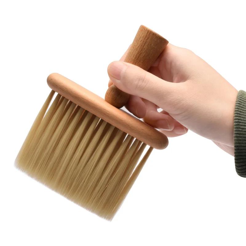 HeMu-Car Interior Wooden Handle Soft Bristle Cleaning Brush, Household Dust Brush, Barber Shop Hair Brush, Facial Cleansing