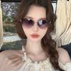 Women's Frameless Oval Metal Retro Sunglasses - High-End Japanese & Korean Fashion