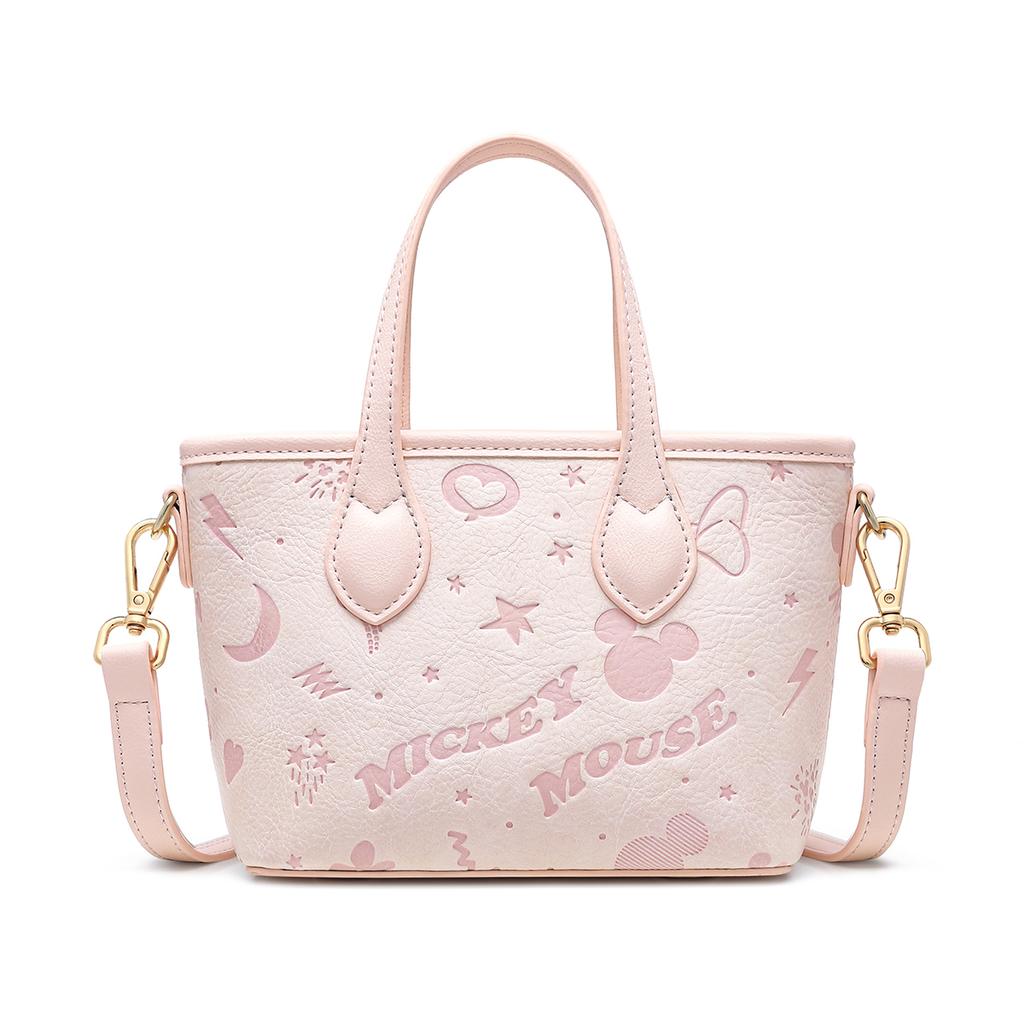 New Disney Mickey PU Crossbody Handbag Women's Pink/Ecru DHF41374-A