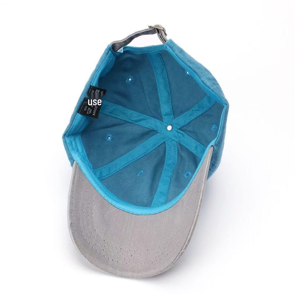 Personalized Retro Unisex Embroidered Cotton Baseball Cap with Soft Brim and Color Block Design