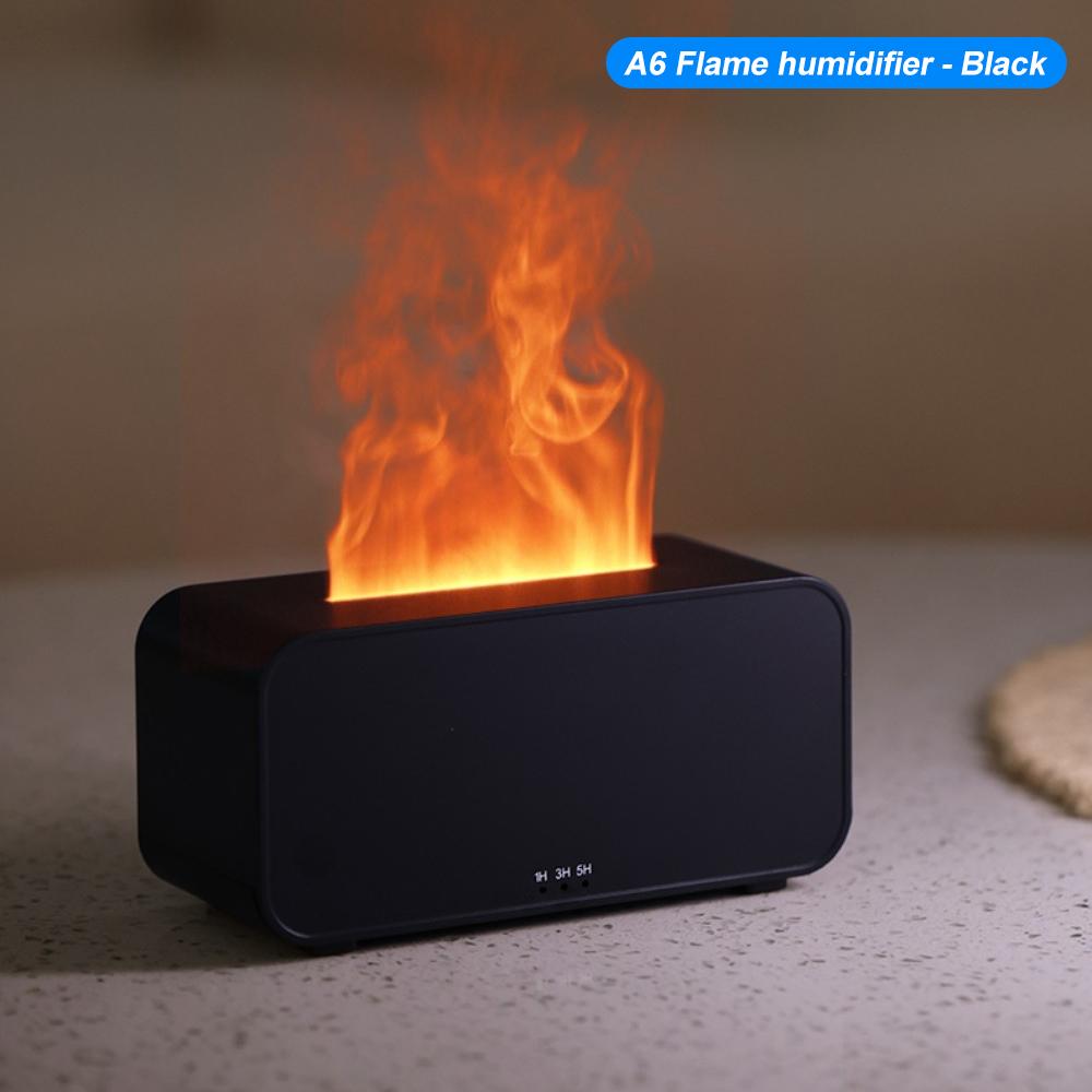 2-in-1 Ultrasonic Essential Oil Diffuser and Colorful Flame Night Lights Fine Water Mist USB Air Humidifier for Home Office Gift