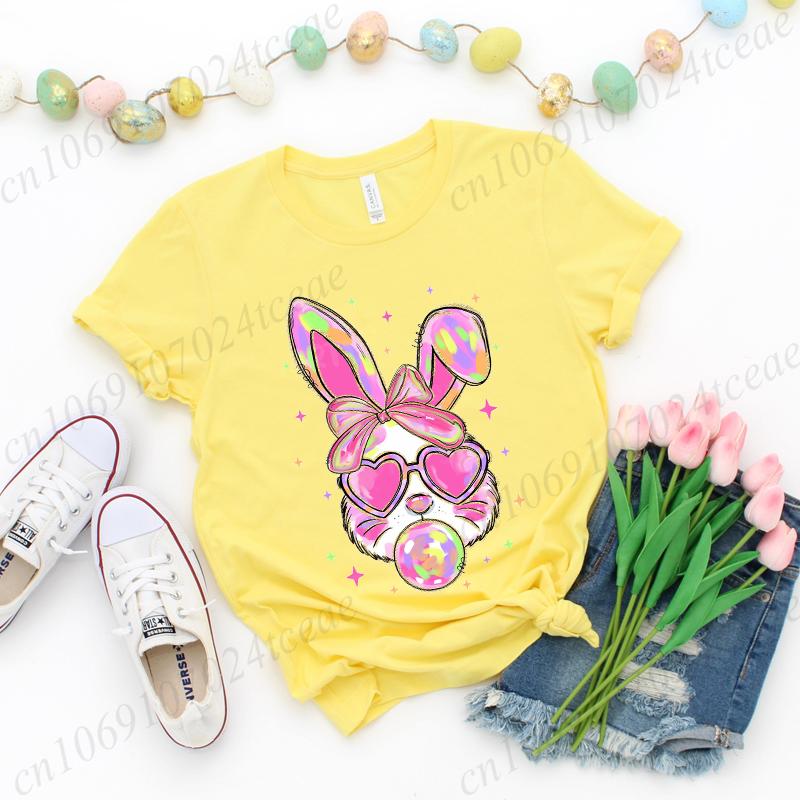 Coquette Bunny Print Women T-shirt Tshirt Summer Bunny Graphic Fashion Female T Shirts Woman Clothing Rabbit Cartoon Clothes