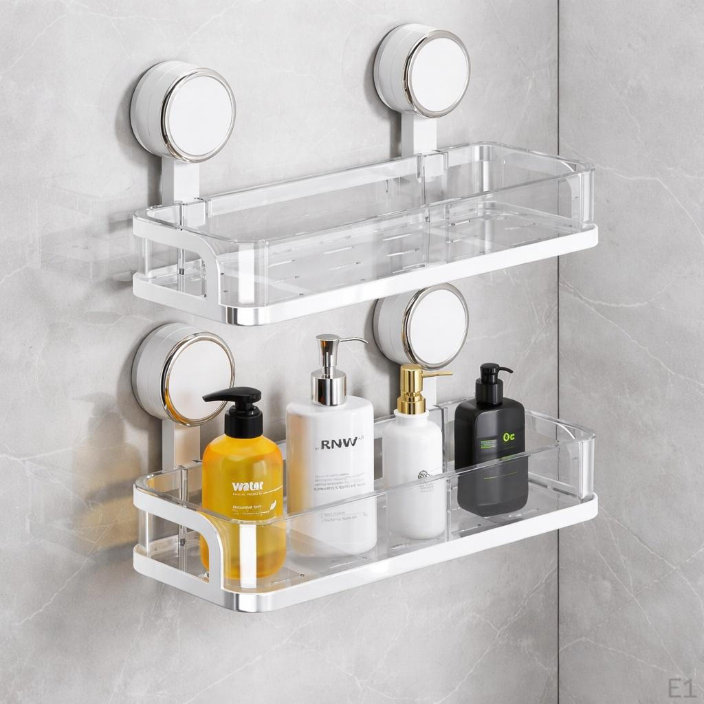 Triangle Shower Caddy, Rustproof Suction Cup Corner Shelf, No Bathroom Storage for Shampoo, 30cm