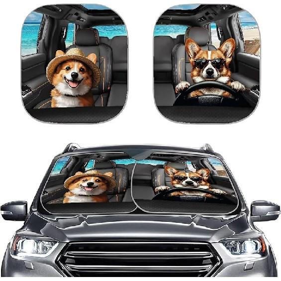 KEIAHUAN Customized Auto Front Window Visor Sun Shade Universal Windshield Sunshade for Car Truck SUV 2-Piece