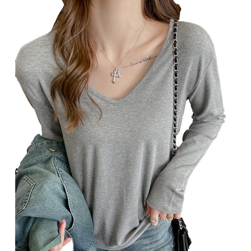 Women S Loose Fit V Neck Long Sleeve T Shirt Casual Lazy Style Top